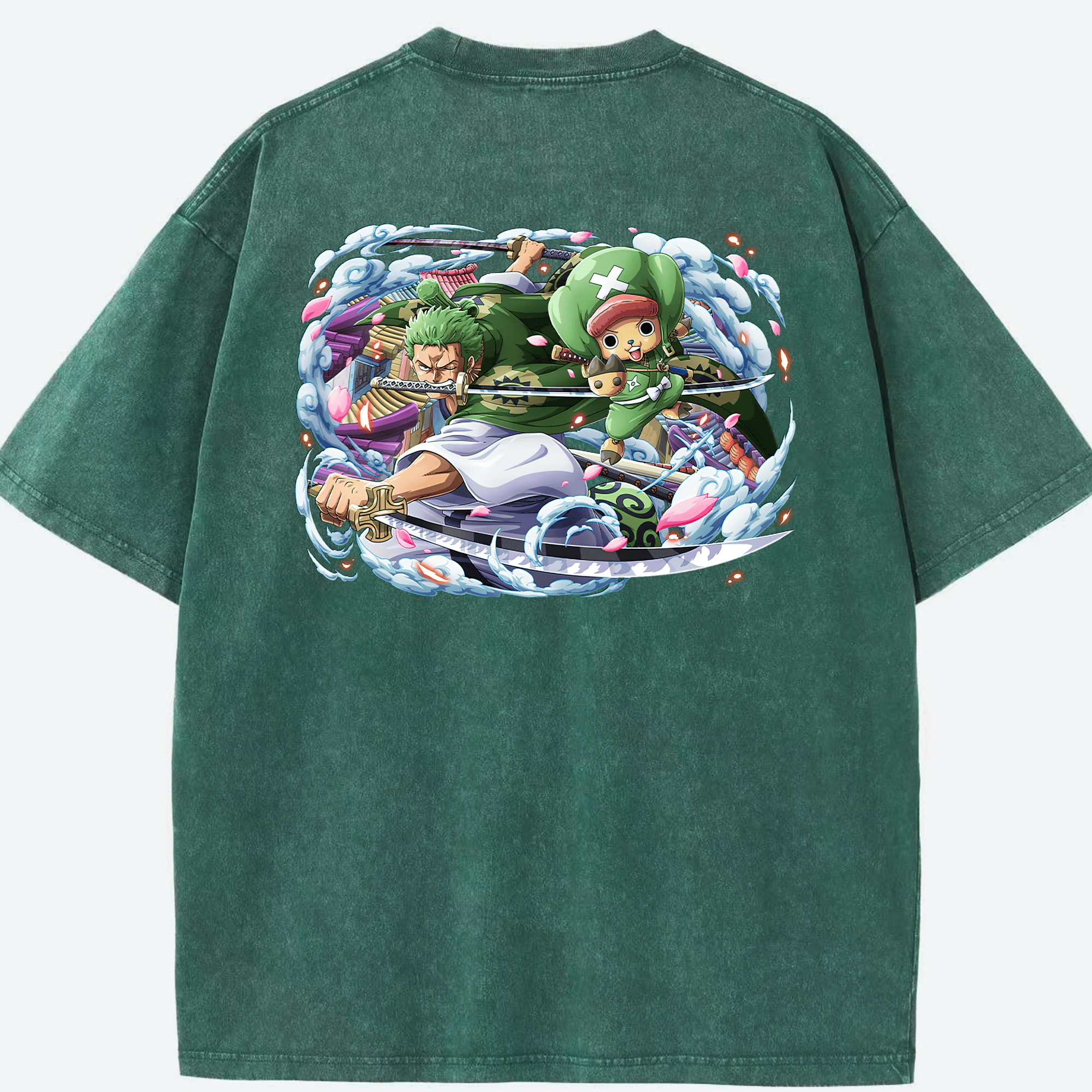 ワンピース ロロノア・ゾロ ONE PIECE Roronoa Zoro 綿100% ヴィンテージ風 半袖Tシャツ（背面プリント）